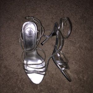 Silver strappy heels
